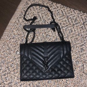 YSL Envelope medium bag black embossed leather